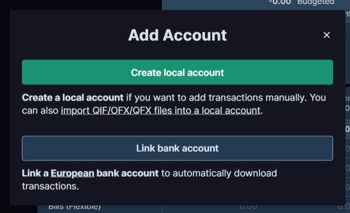 Add account modal