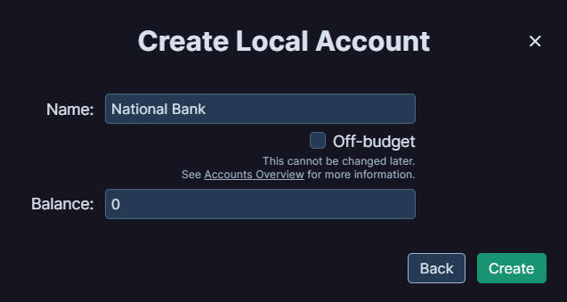 Add local account modal