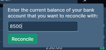 Current balance modal when reconciling