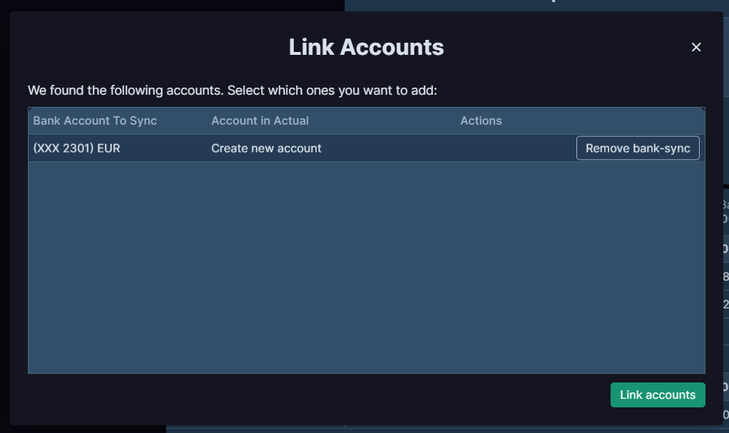 Add account modal